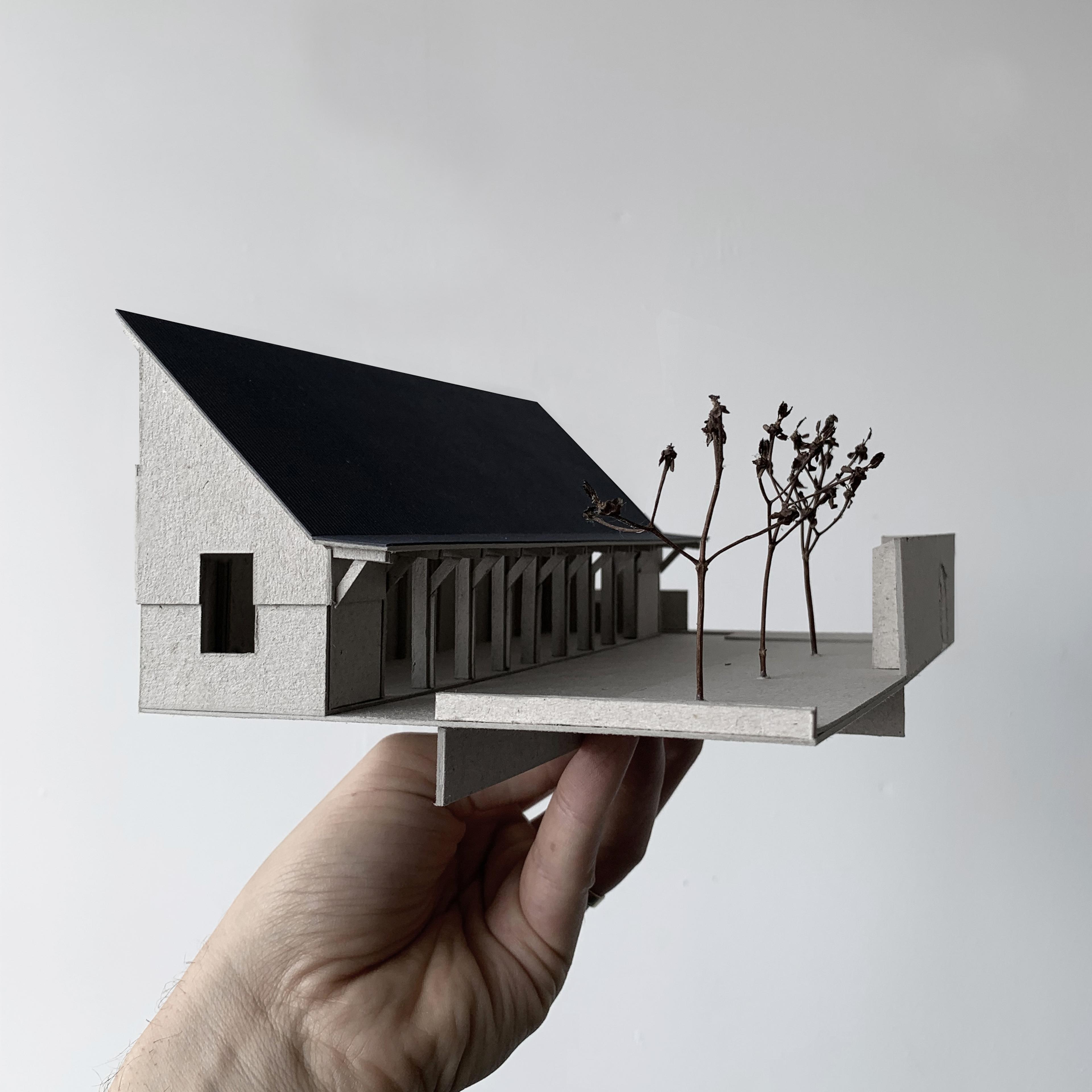 skitsemodel 1:100 - pap og vegetation