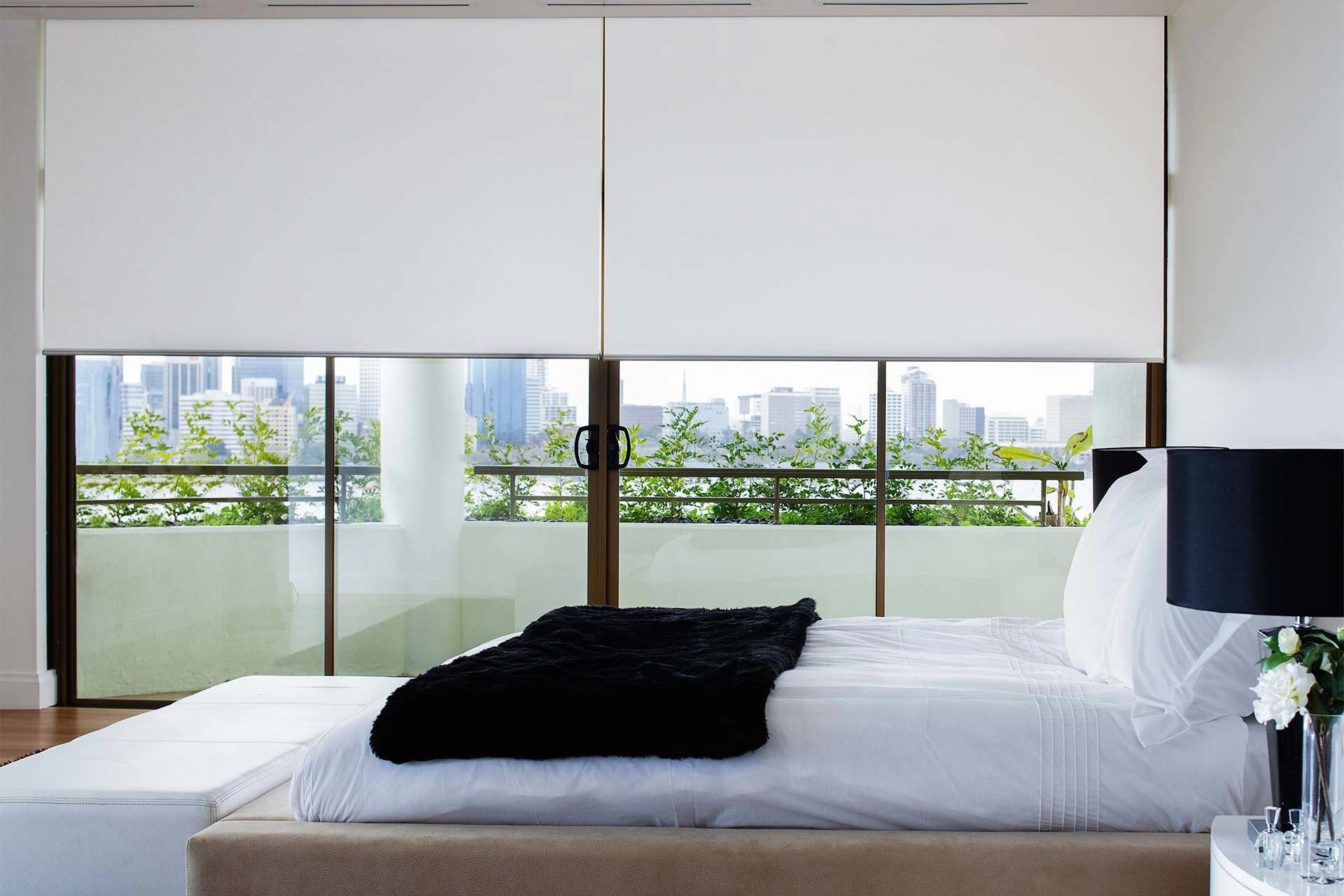 Smart roller blinds in a modern home