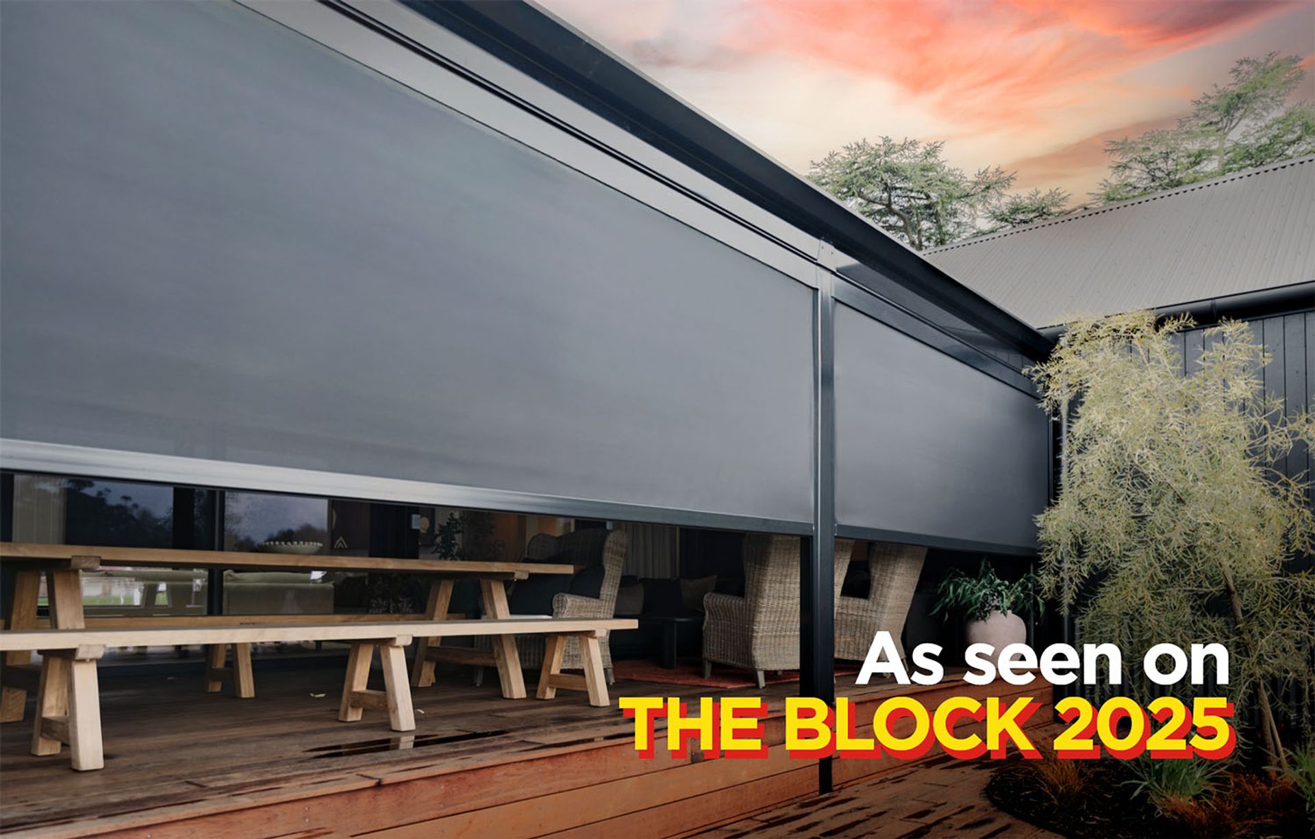 Zipscreen outdoor blinds on an alfresco area