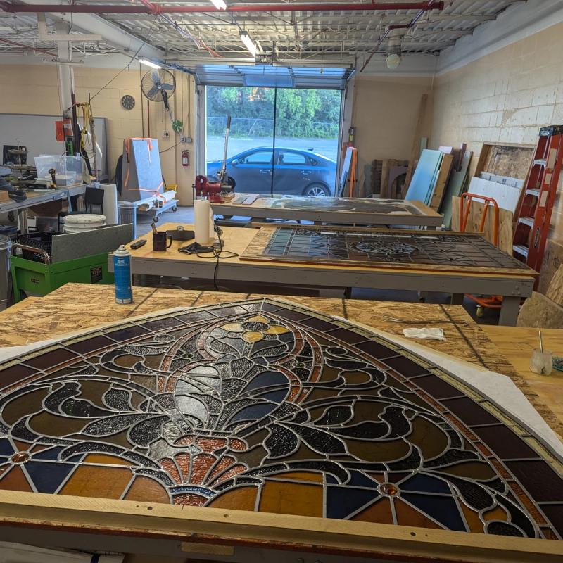 Inside the Knight Stained Glass working studio in Cincinnati, Ohio