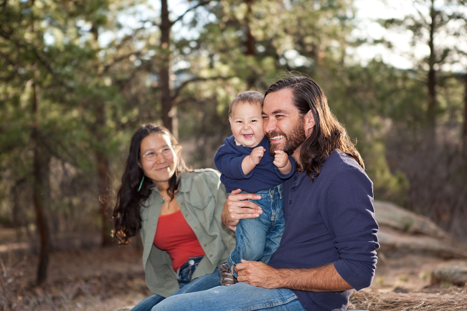 A native american family with a baby