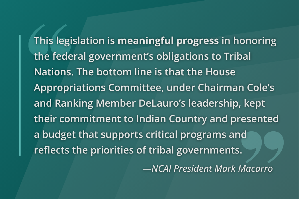 NCAI on the Passage of the DOI Appropriations Bill