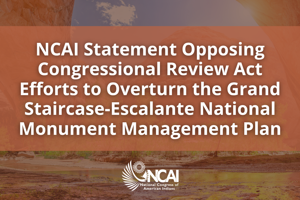 NCAI Statement Opposing Congressional Review Act Efforts to Overturn the Grand Staircase-Escalante National Monument Management Plan