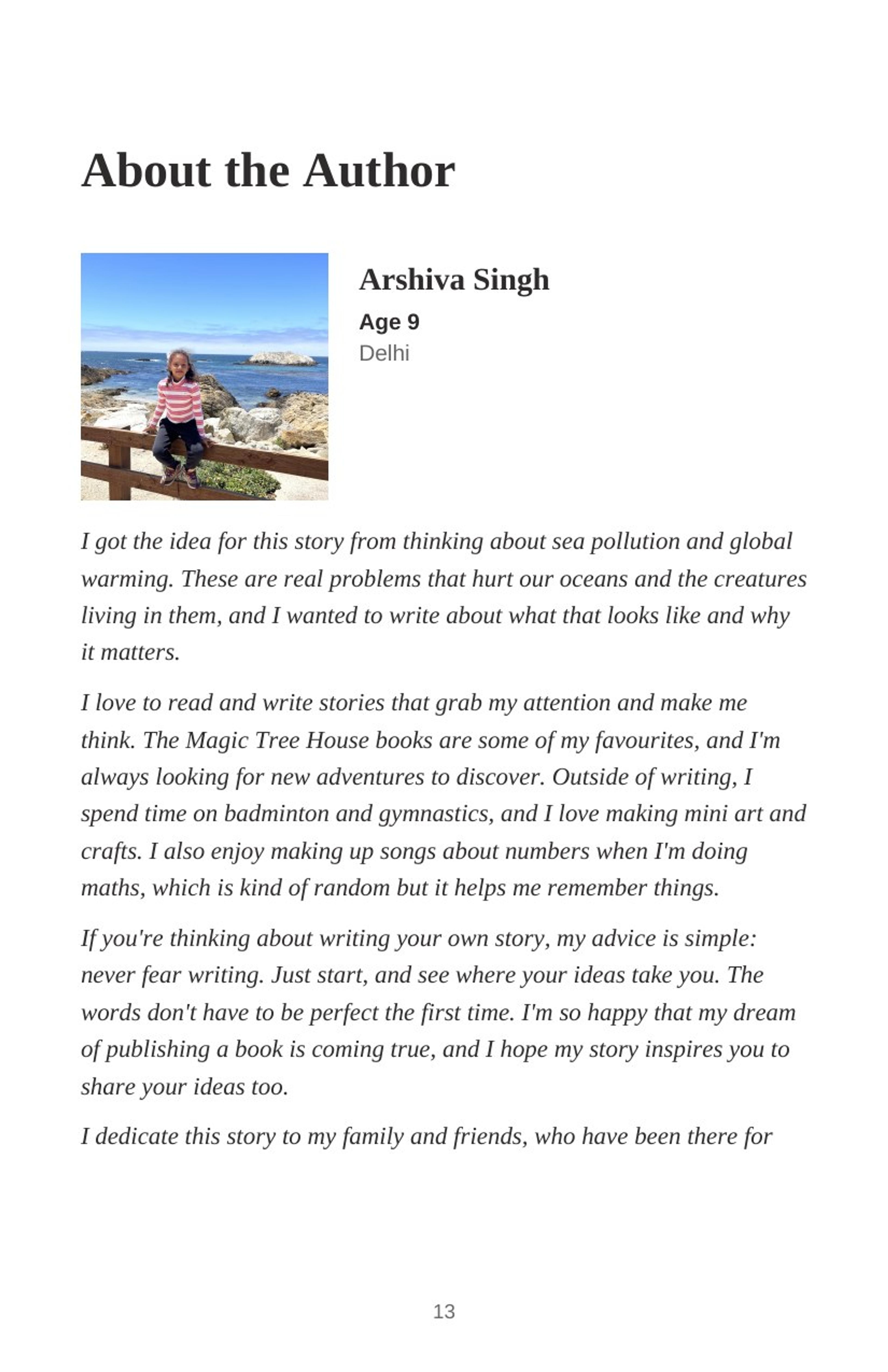 The author page at the back