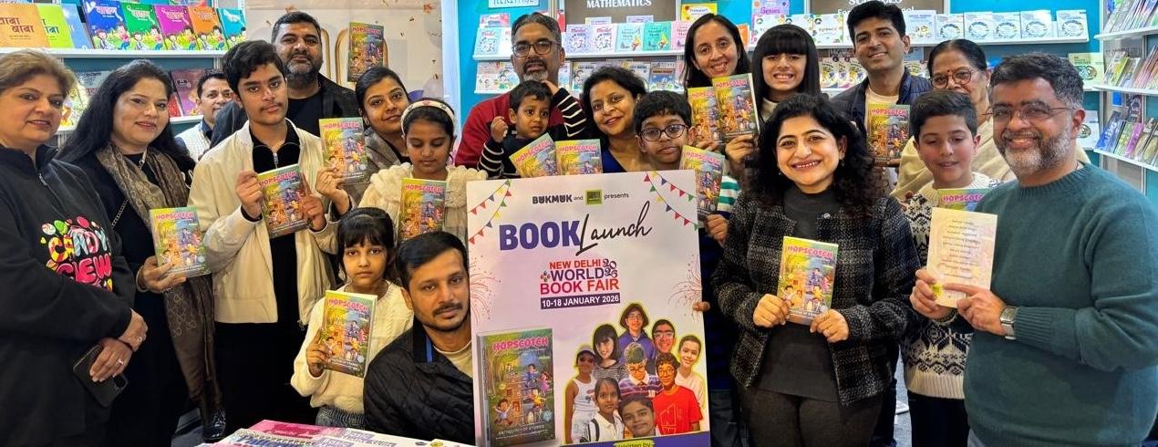 Young author at the launch of their first book