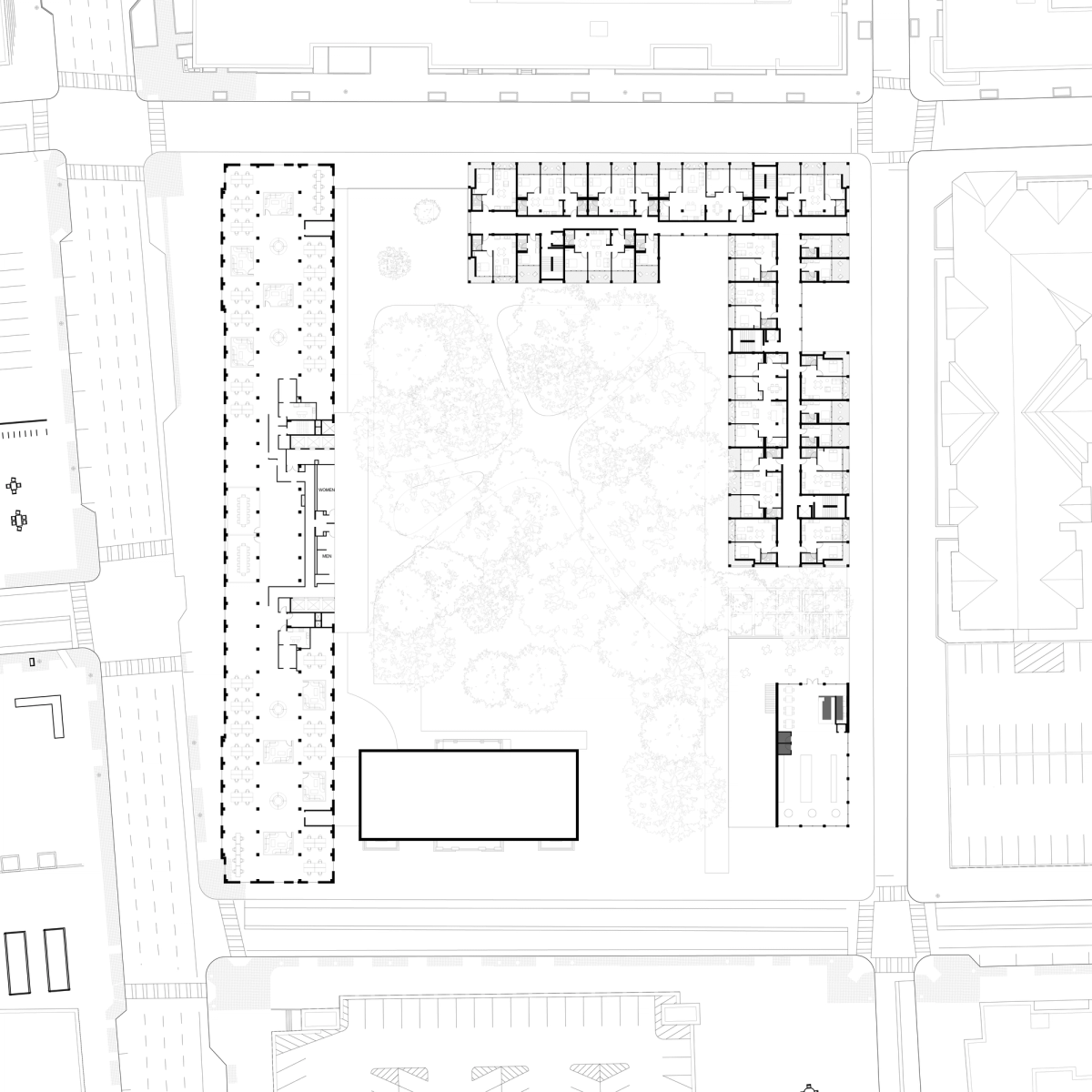 Student housing amenity level plan.