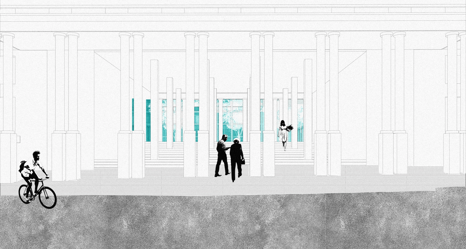 Entrance perspective with new proposed changes of portico.