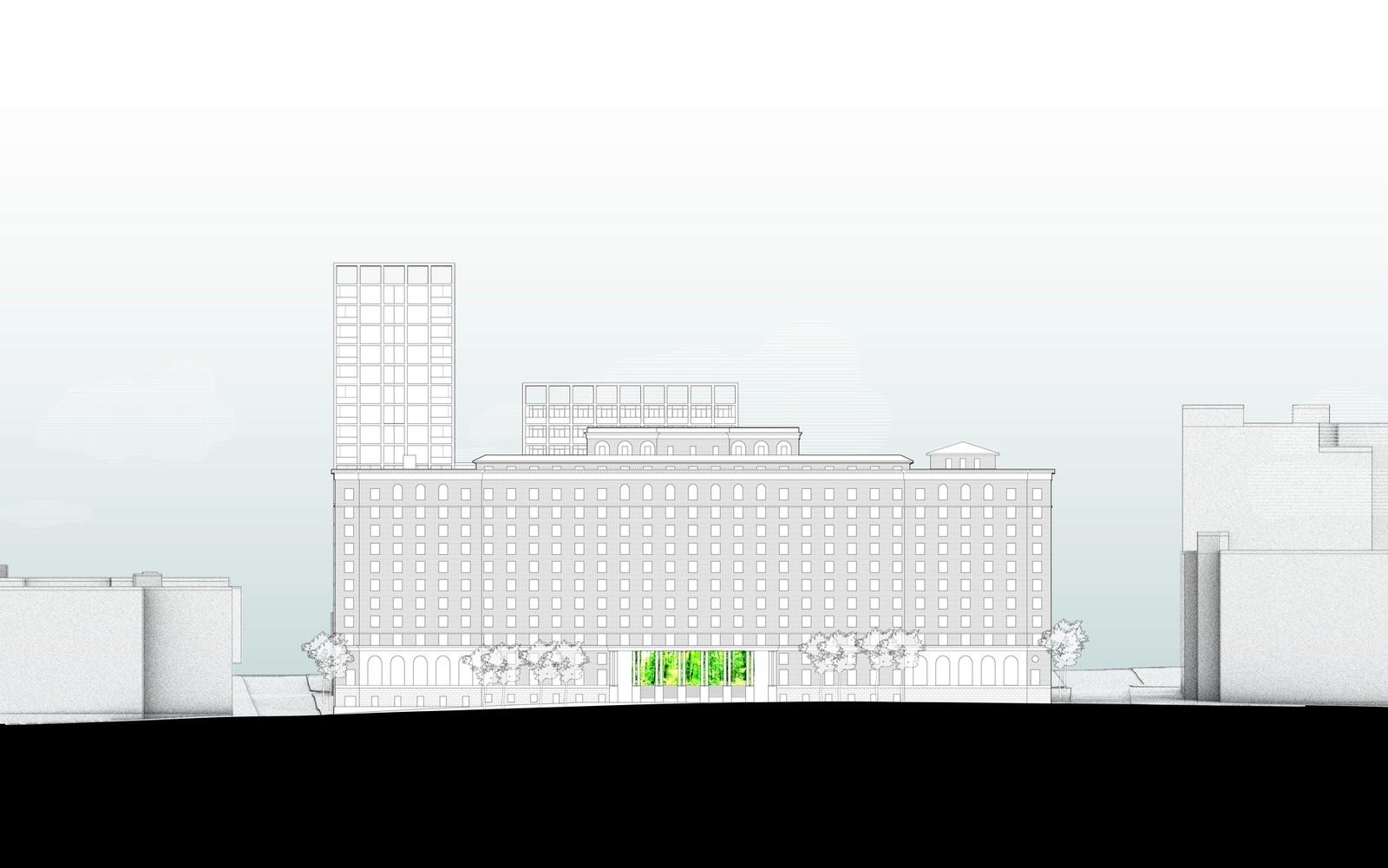 Biltmore Block proposed front elevation.