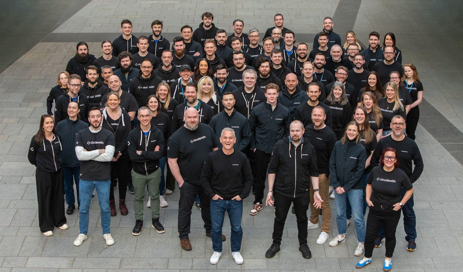 A picture of the Cloudsmith team shortly before the funding announcement