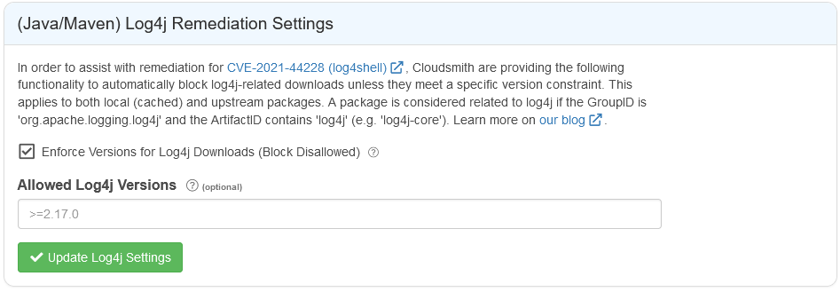 blocking functionality on Cloudsmith 