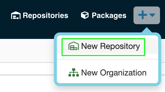 screenshot creating a new repository on cloudsmith
