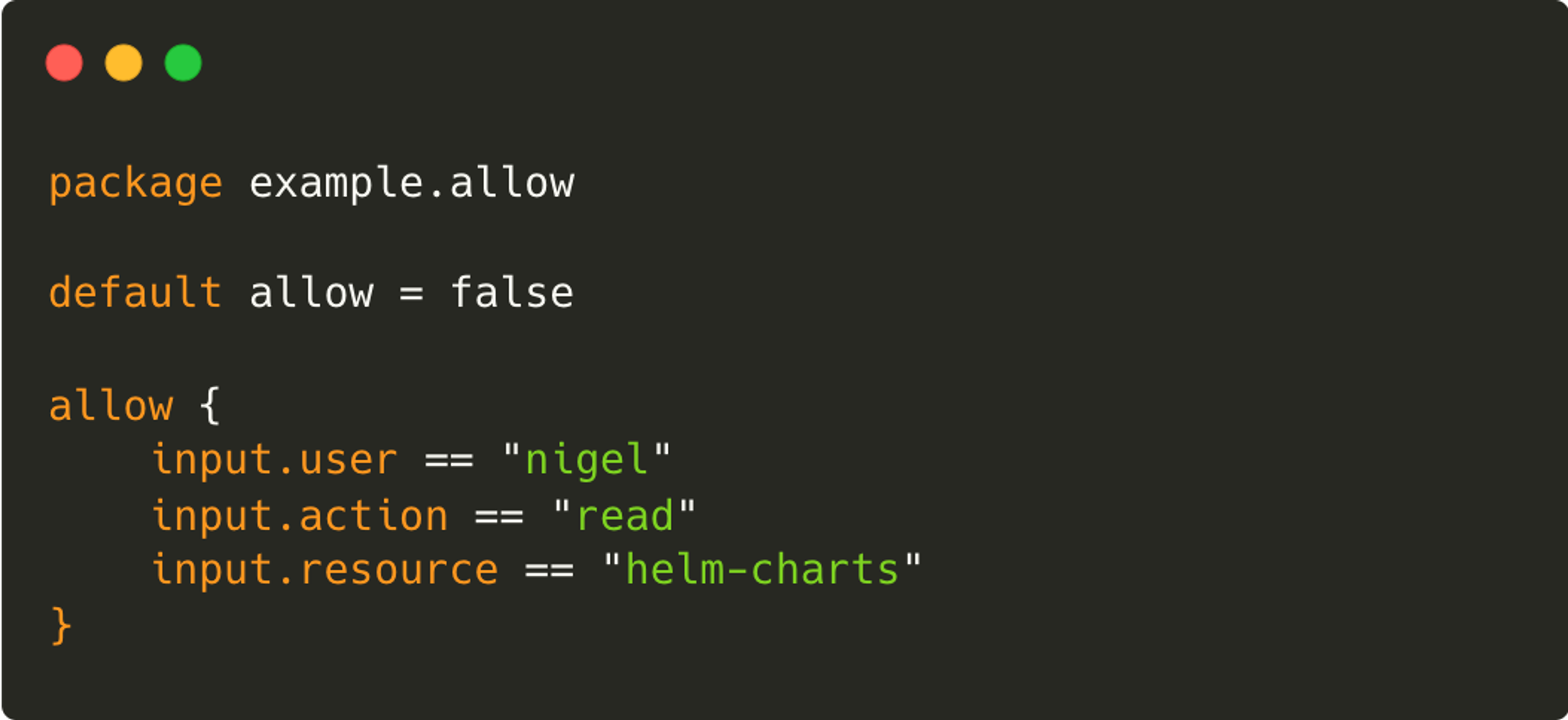 Rego policy to illustrate PBAC