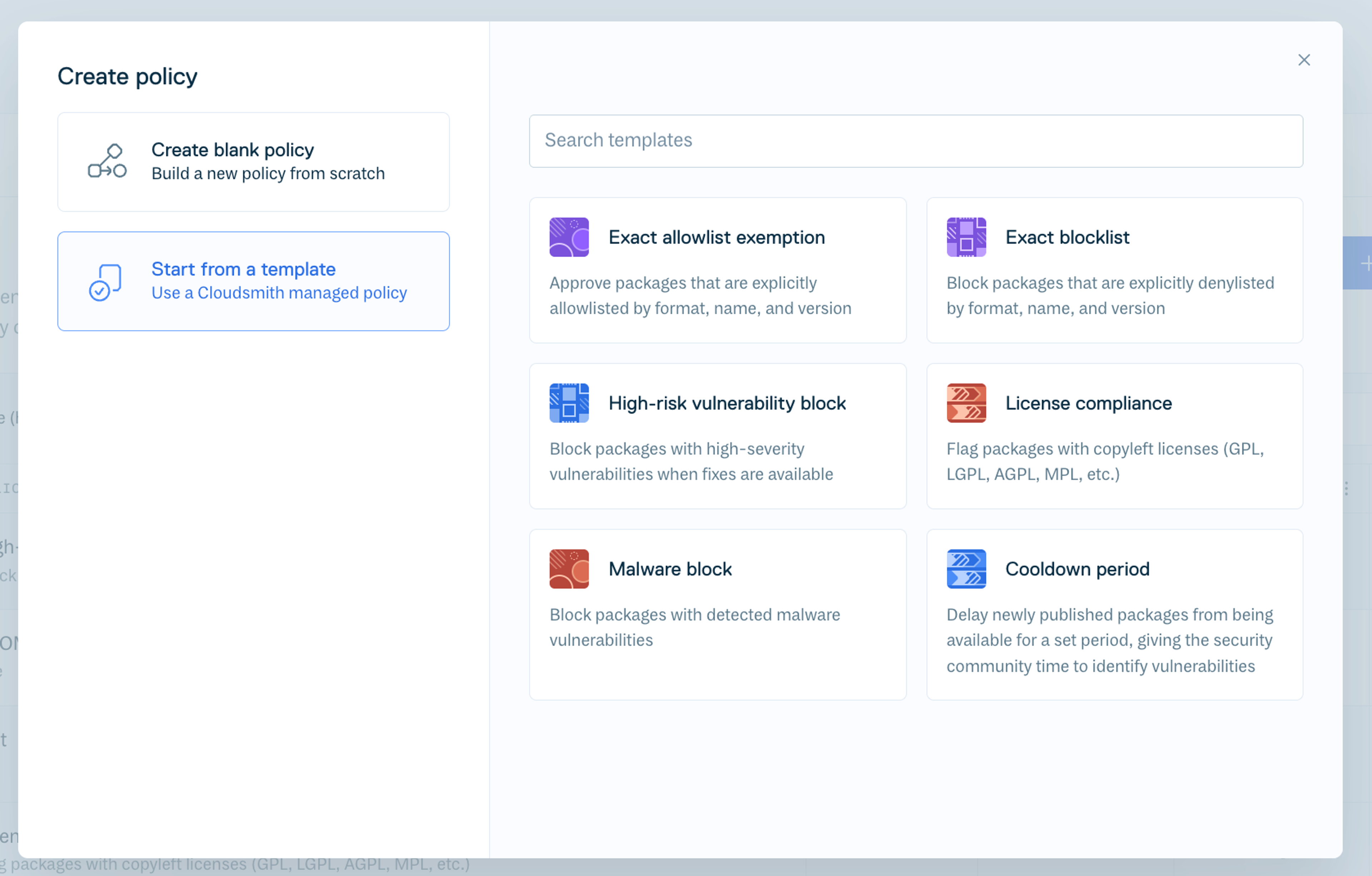 Templated Rego policies in the Cloudsmith web app