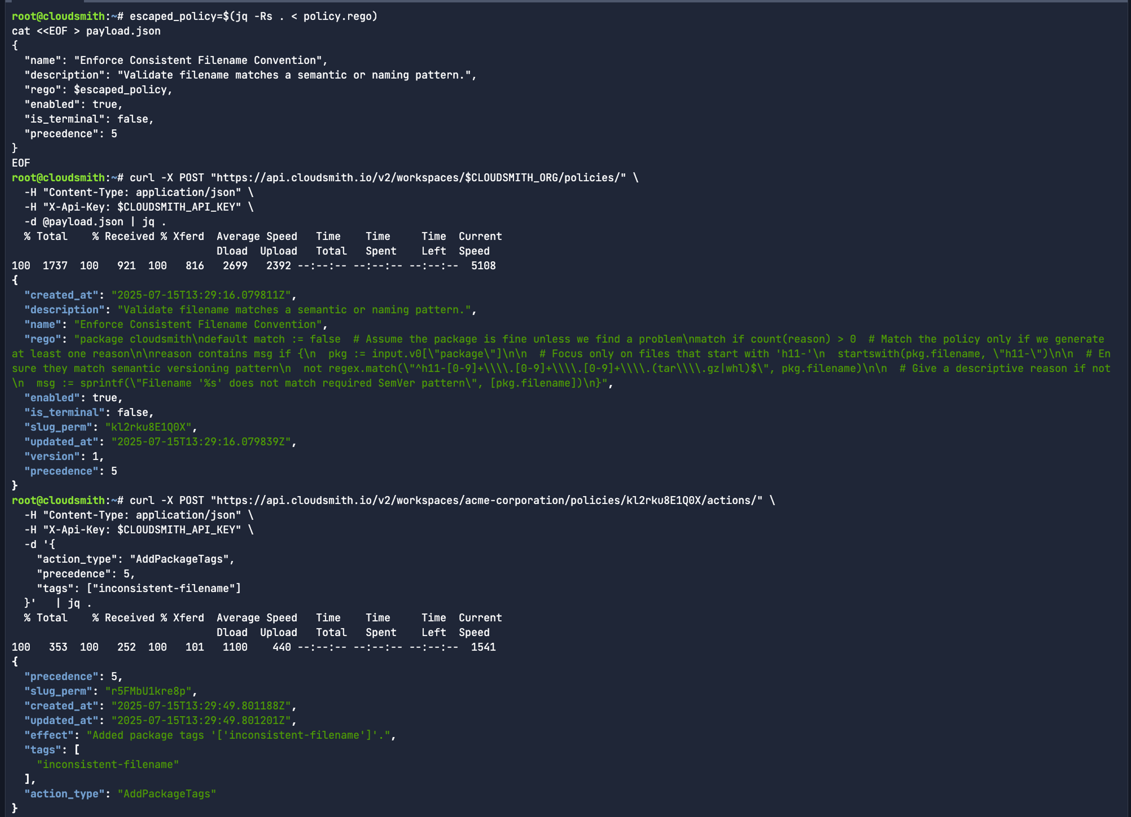 Creating EPM policy via the REST API