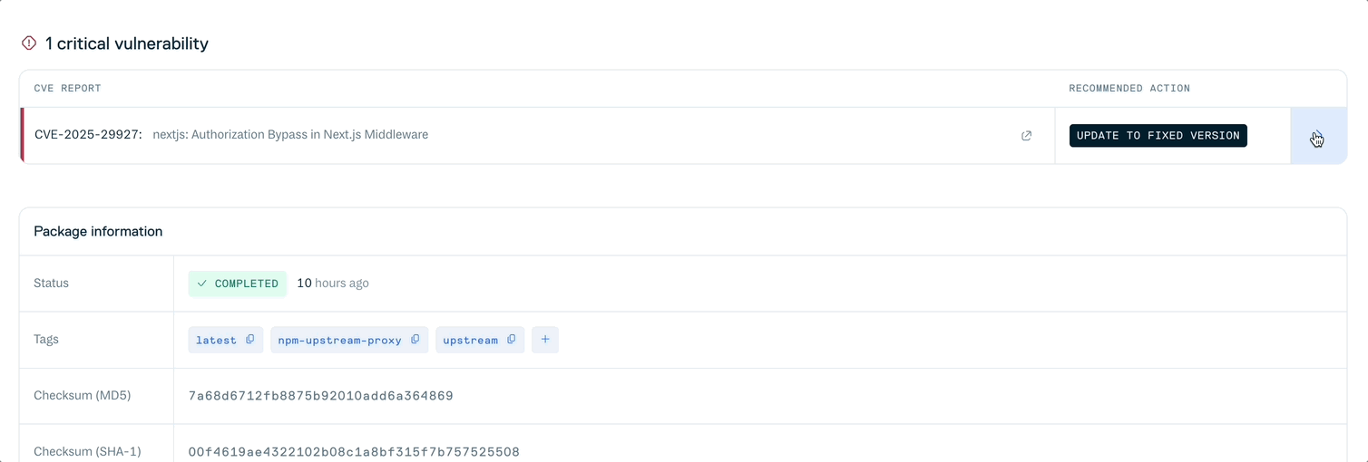 Vulnerability dropdown