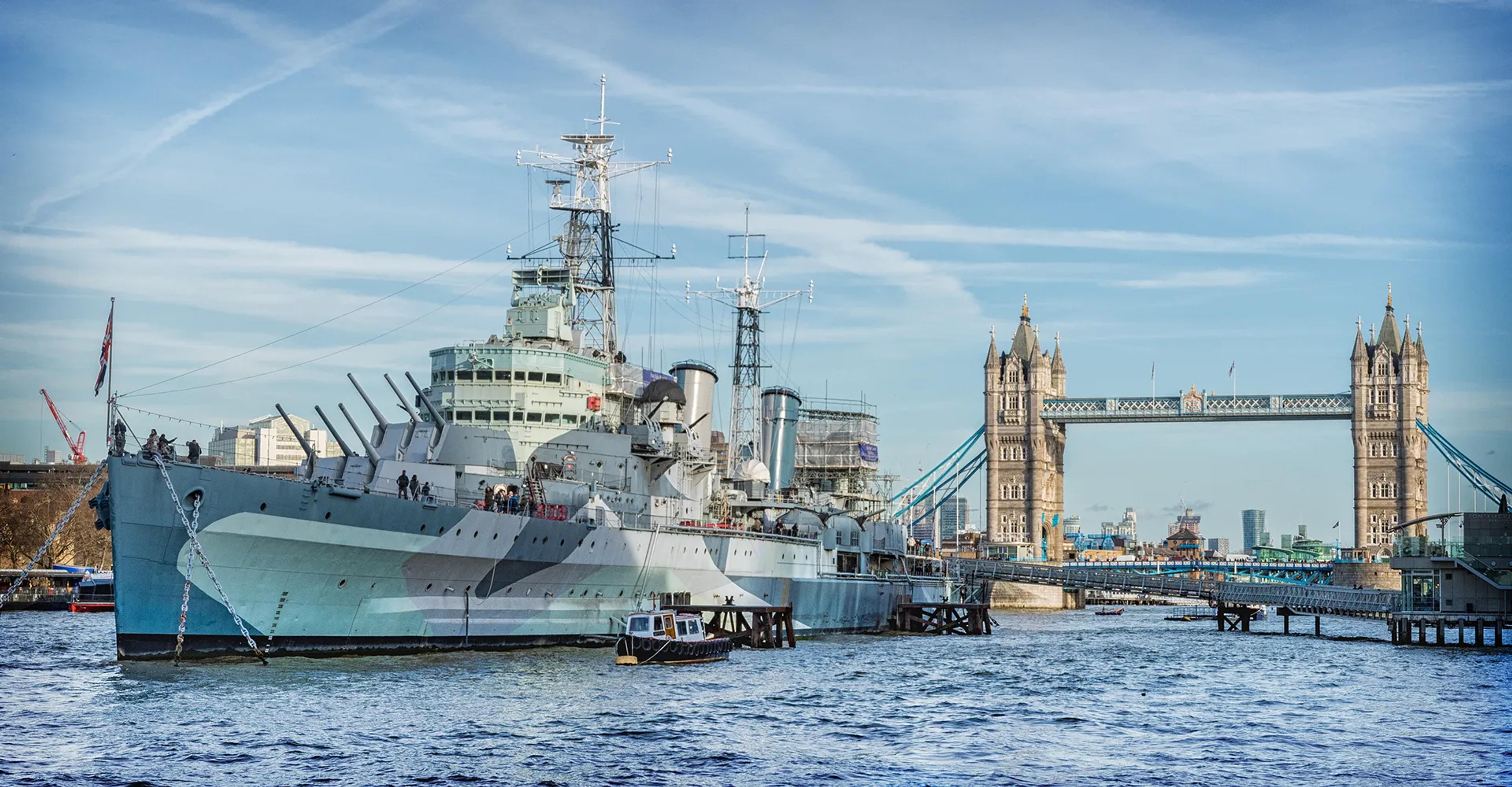 Image of HMS Belfast, on the River Thames