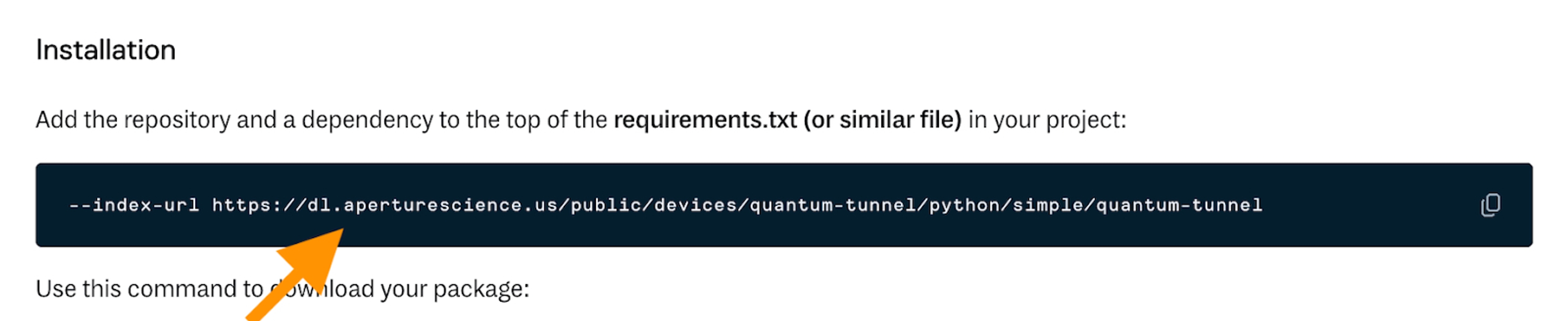 Example of the custom endpoint for package distribution