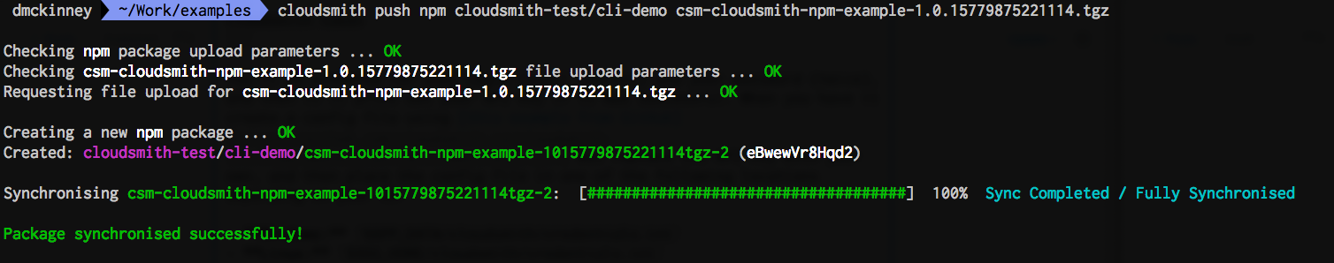 cloudsmith push npm