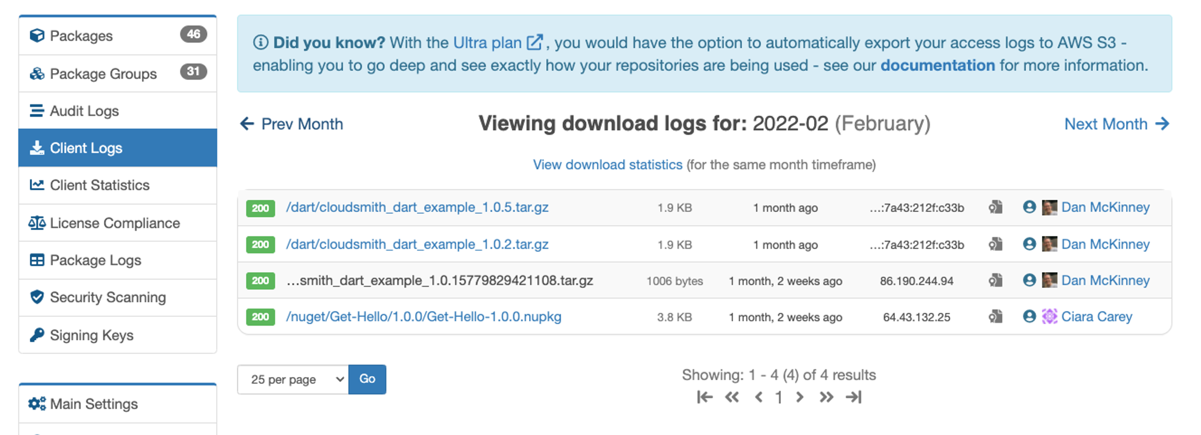 client logs in our legacy app