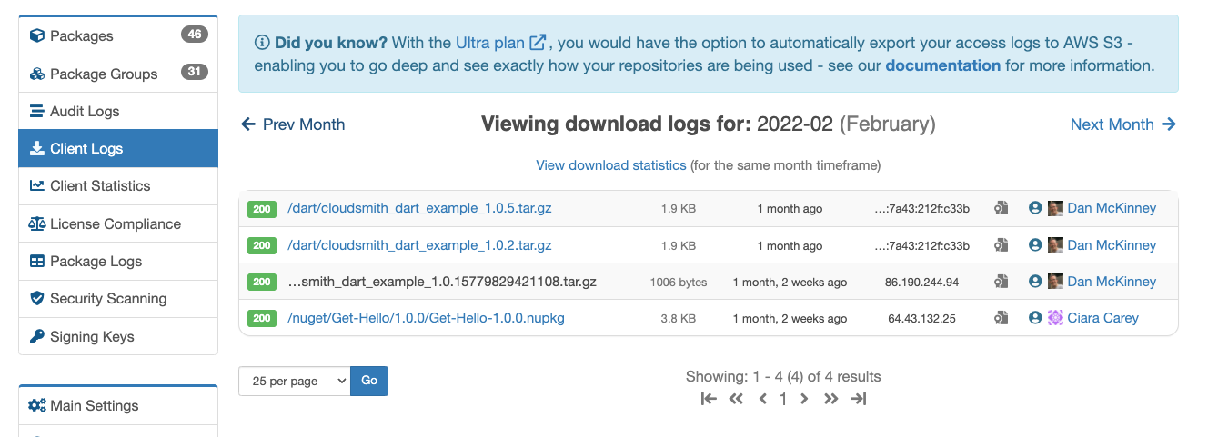 client logs in our legacy app