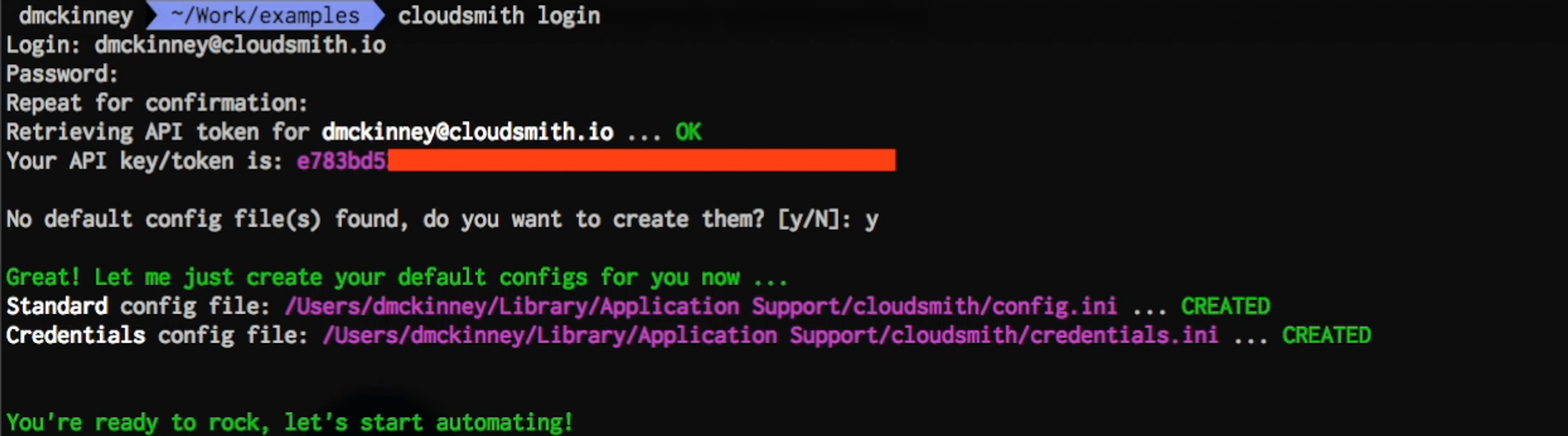 cloudsmith login command