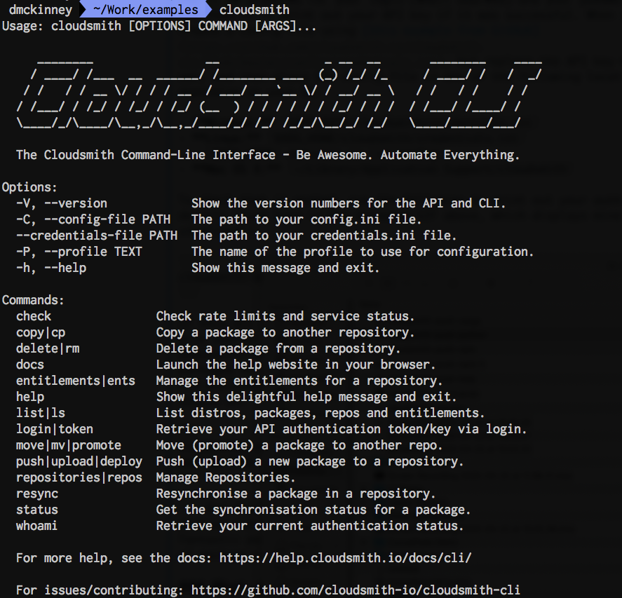 cloudsmith commands