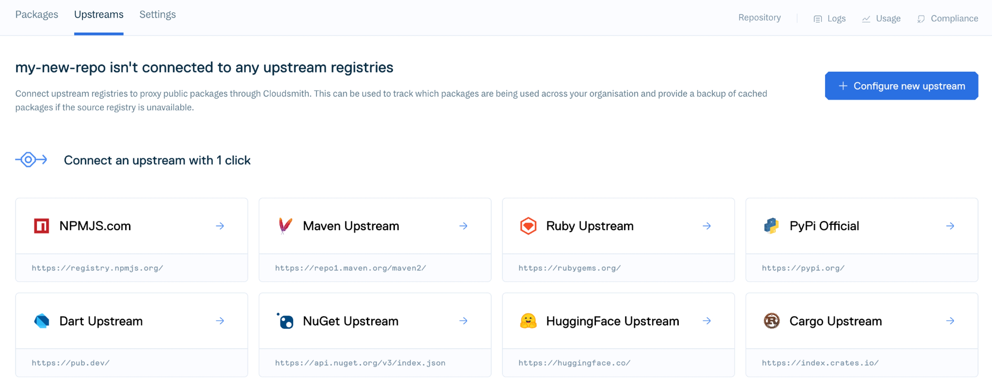 Upstream configuration in Cloudsmith