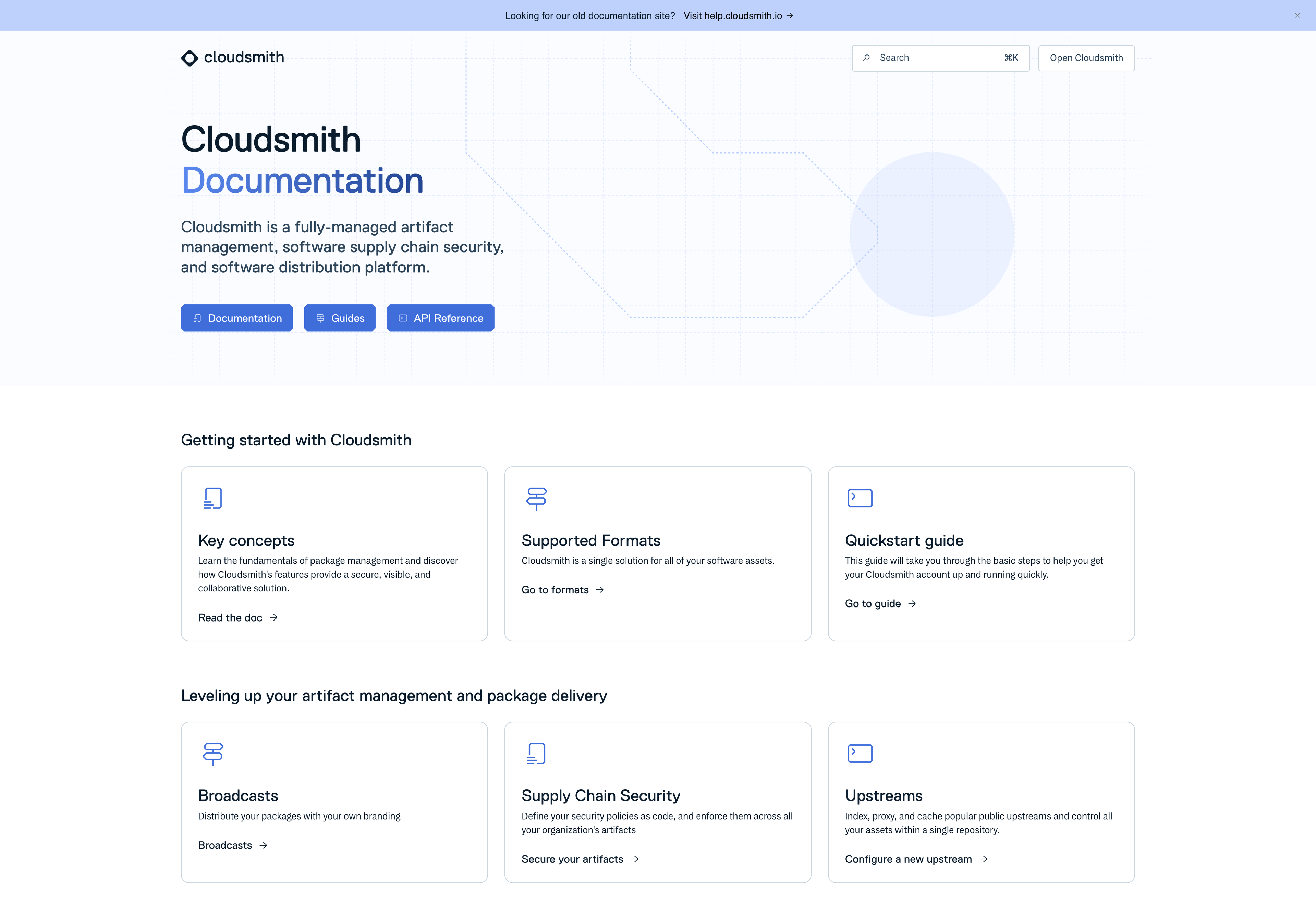 Screenshot of our new documentation website
