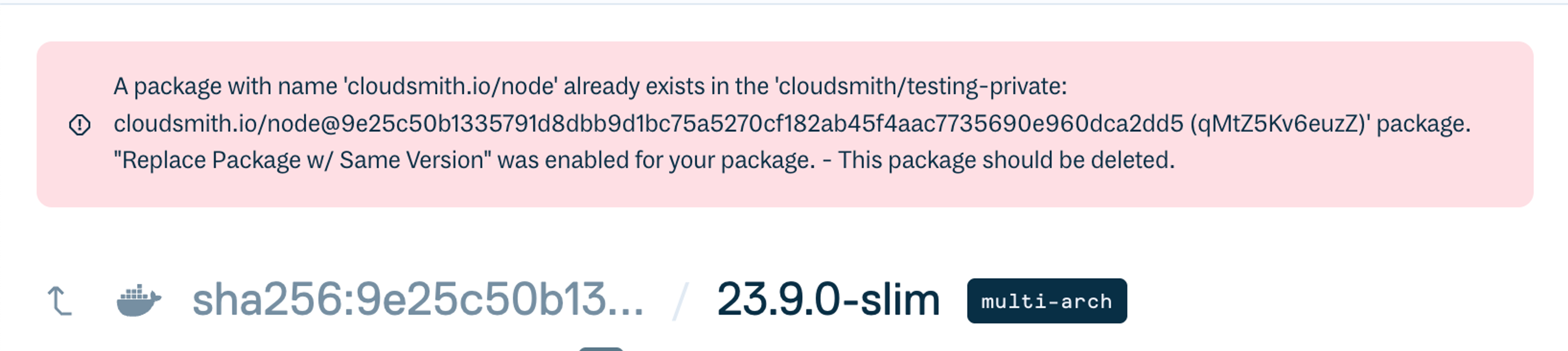 Package sync error