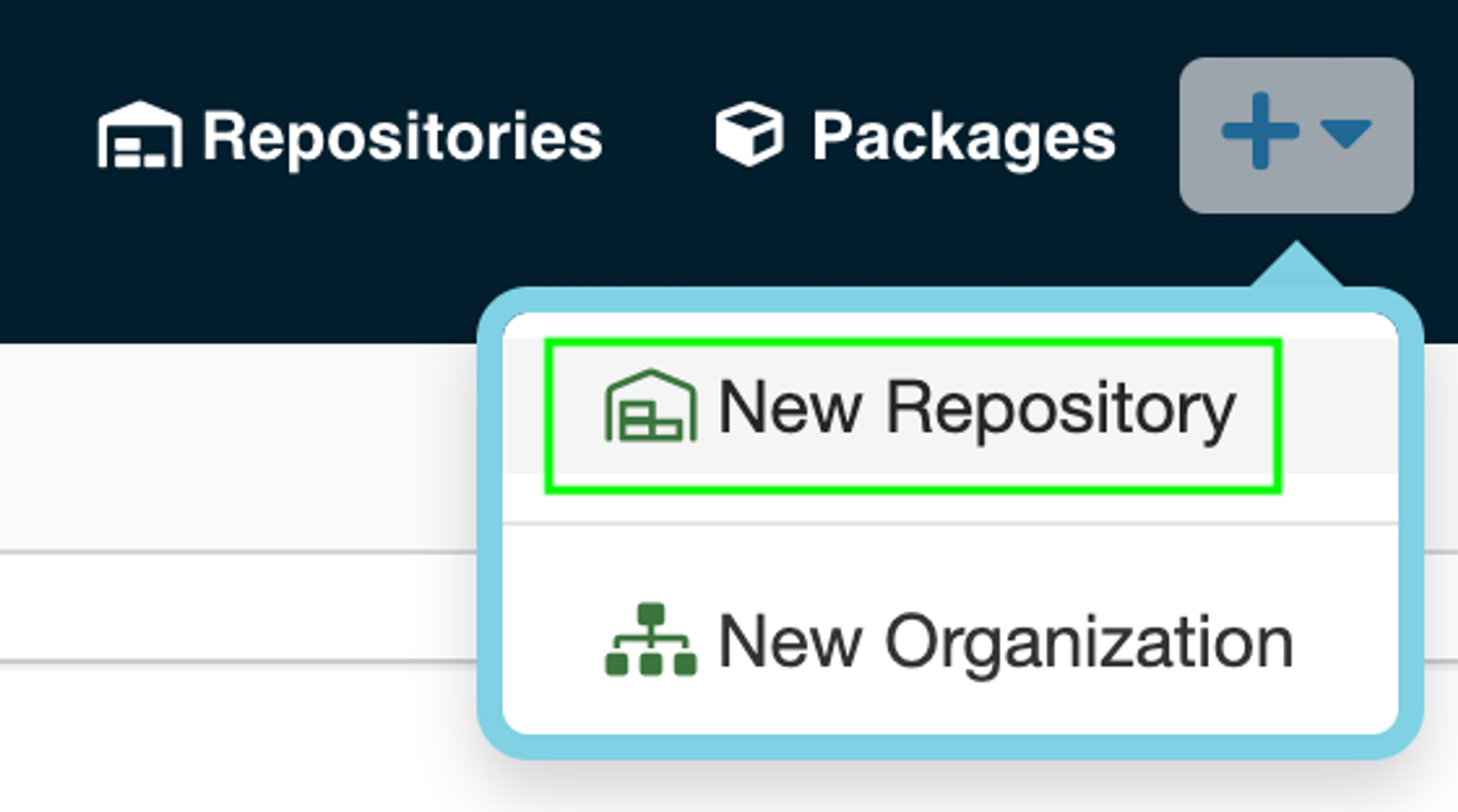 screenshot creating a new repository on cloudsmith