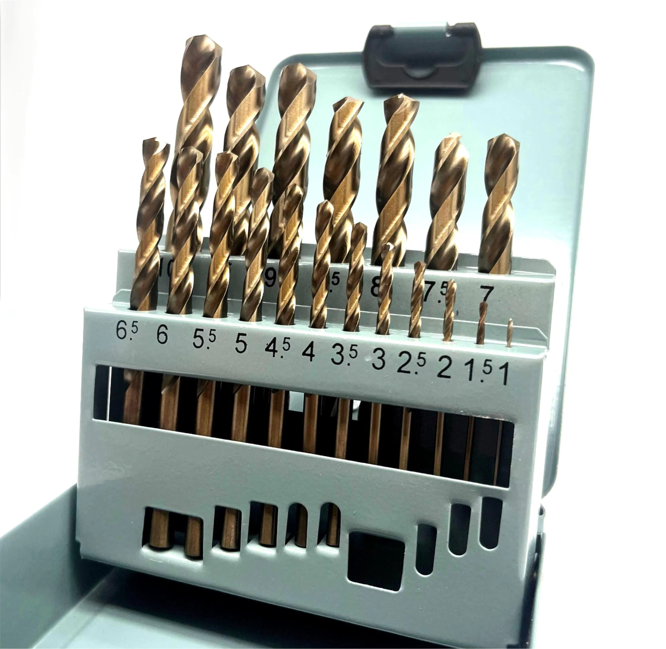 Industrial 19-Piece HSS M2 Twist Drill Bit Set (Bright Finish, 1-10mm)