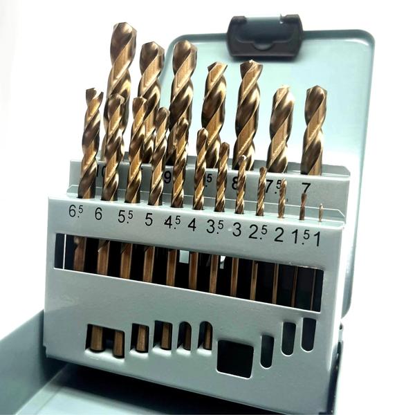 Industrial 19-Piece HSS M2 Twist Drill Bit Set (Bright Finish, 1-10mm)