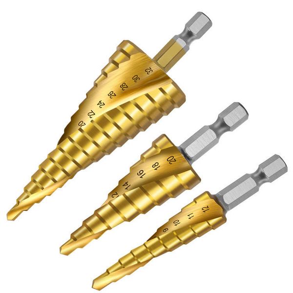 Industrial HSS Titanium-Coated Step Drill Bit with 1/4" Hex Shank