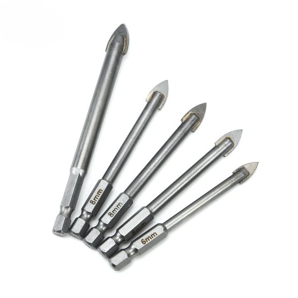 Tungsten Carbide Tip Spade Drill Bit for Drilling Glass and Marble 1/4" Hex Shank Glass and Tile Drill Bit Center Drill Bit