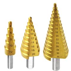 HSS M35 5% Cobalt Step Drill Bit 3-Piece Set (4-12/20/32mm) for Stainless Steel