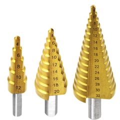 HSS M35 5% Cobalt Step Drill Bit 3-Piece Set (4-12/20/32mm) for Stainless Steel