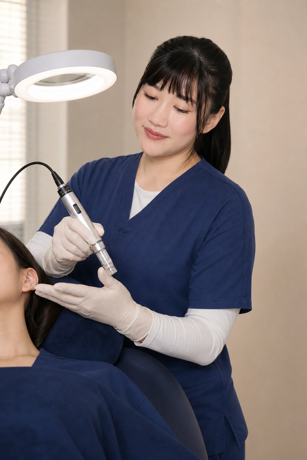 Yumi performing microneedling RF with the Anti-matte pen at Nexus Aesthetic Singapore