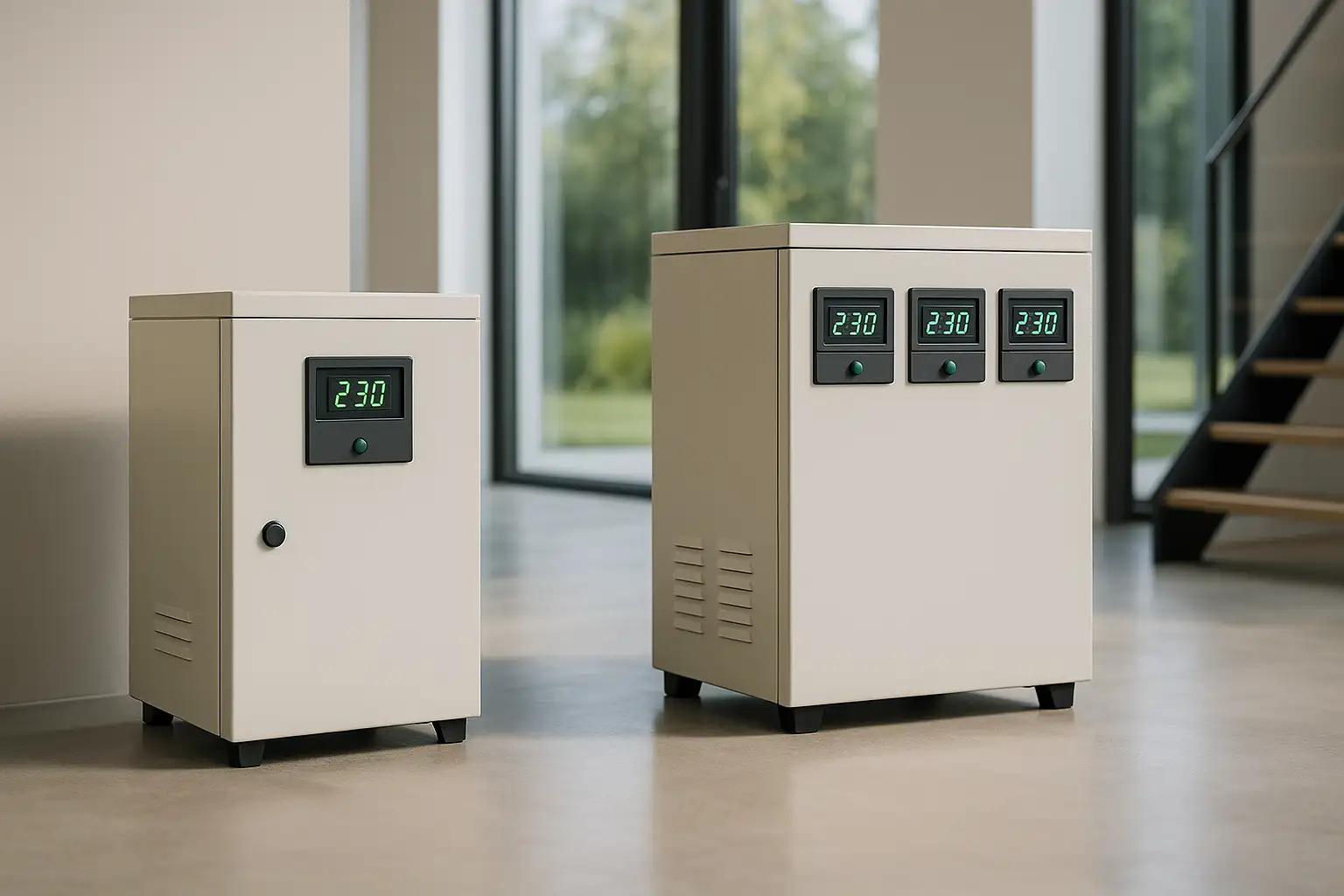 Imagine cu Stabilizator Monofazic in comparație cu Stabilizator Trifazic