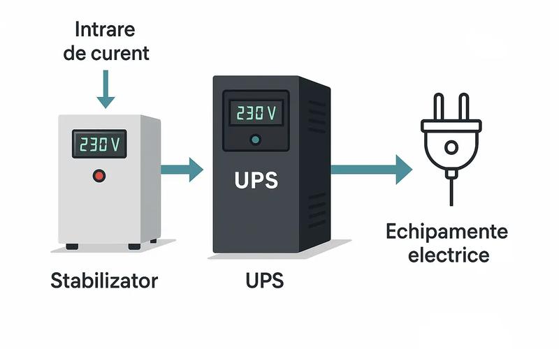 Schema Grafica cu exemplul: Stabilizatorul trebuie să fie primul în lanț!