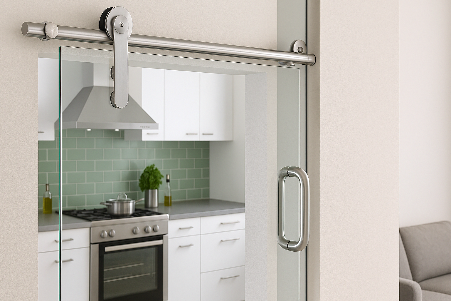 Uși glisante pentru bucătărie: soluții contra miros și zgomot