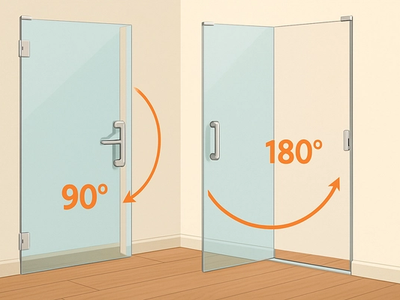 Uși din sticlă: 90° sau 180°? Cum alegi pentru spațiu și siguranță