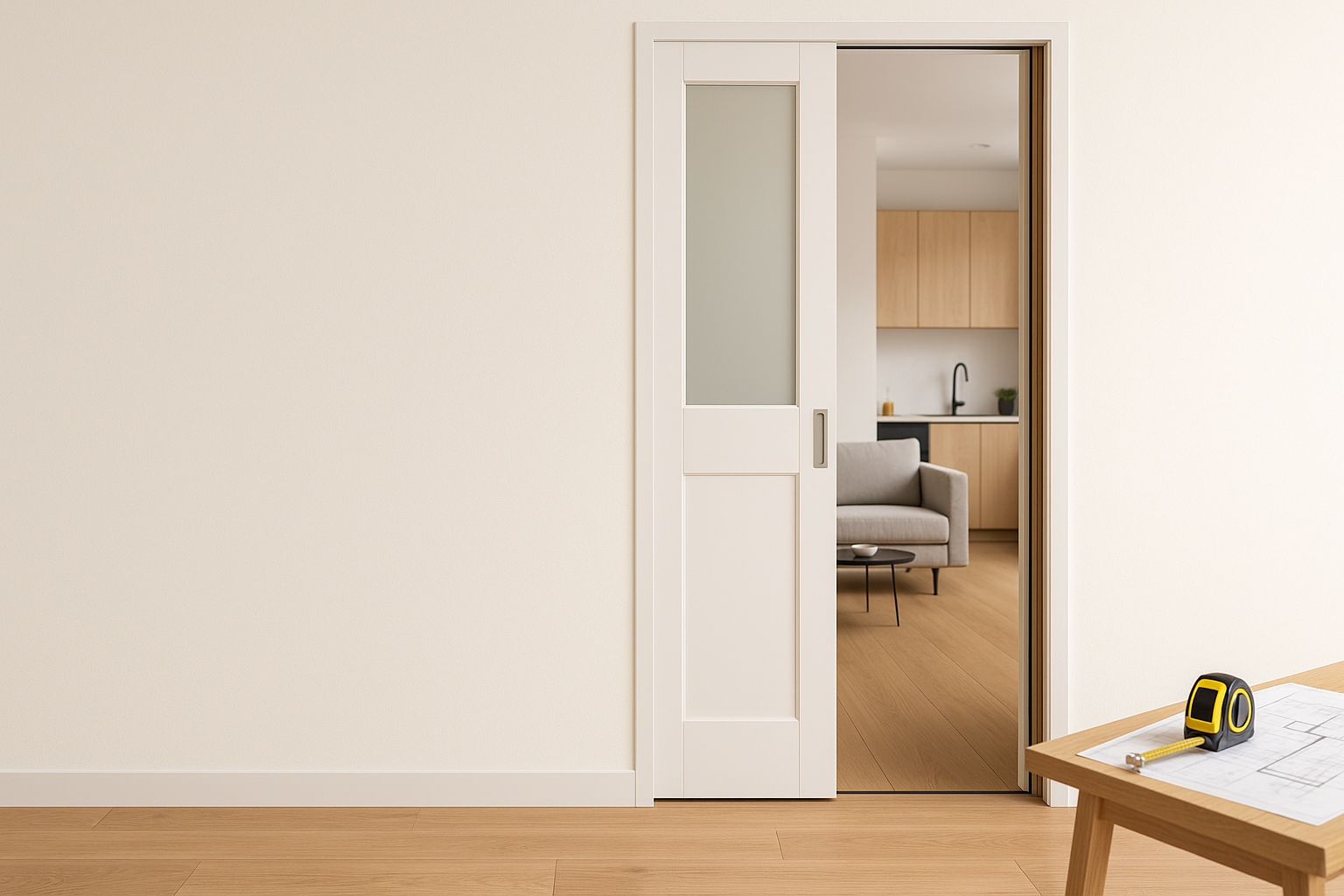 Ușă glisantă în perete (casetă): pro, contra, cost