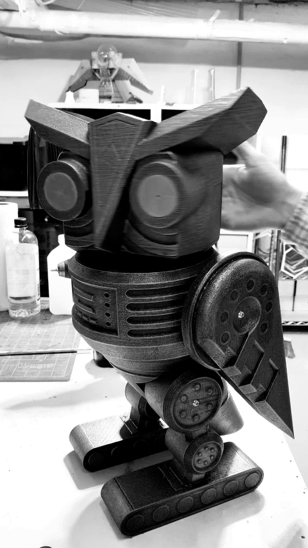 Robo-Owl with wings spread showing articulation