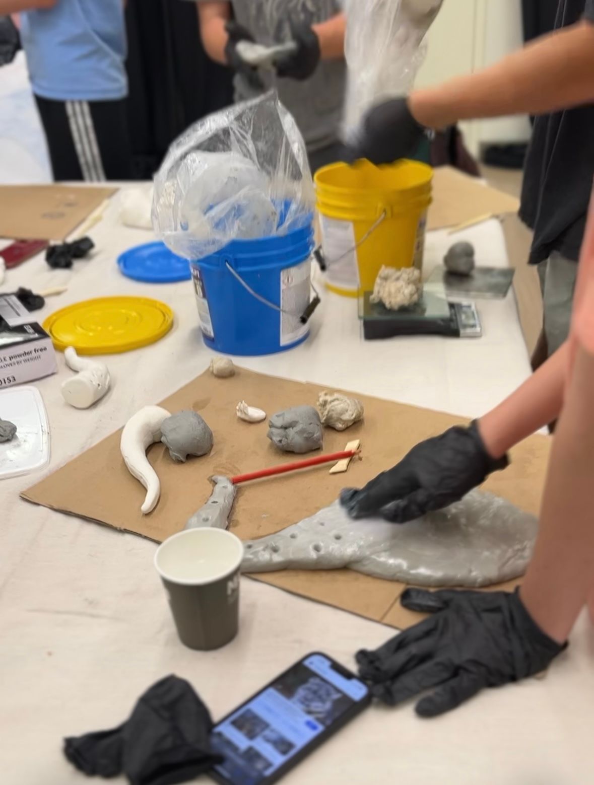 Students assembling exhibits for their Curious Critter Corner