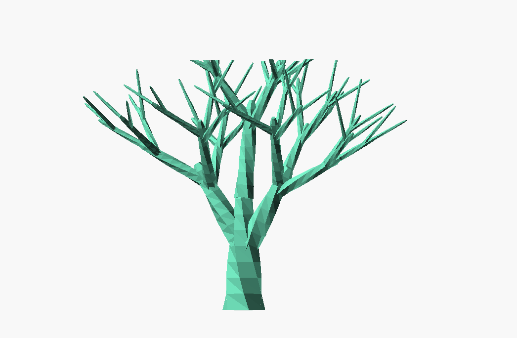 Procedurally generated tree variations in OpenSCAD