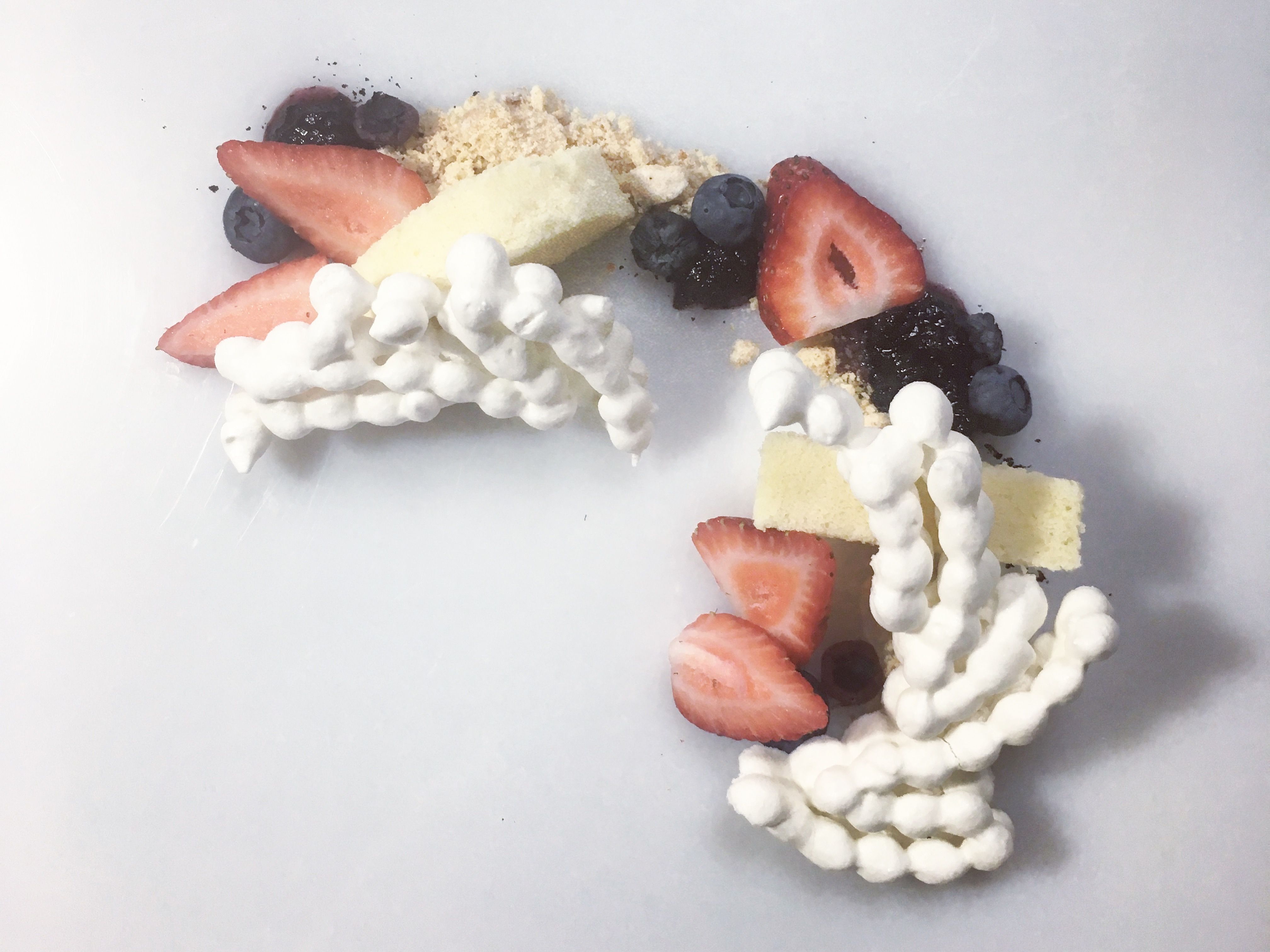 Avant-garde strawberry shortcake built on Fibonacci spiral base