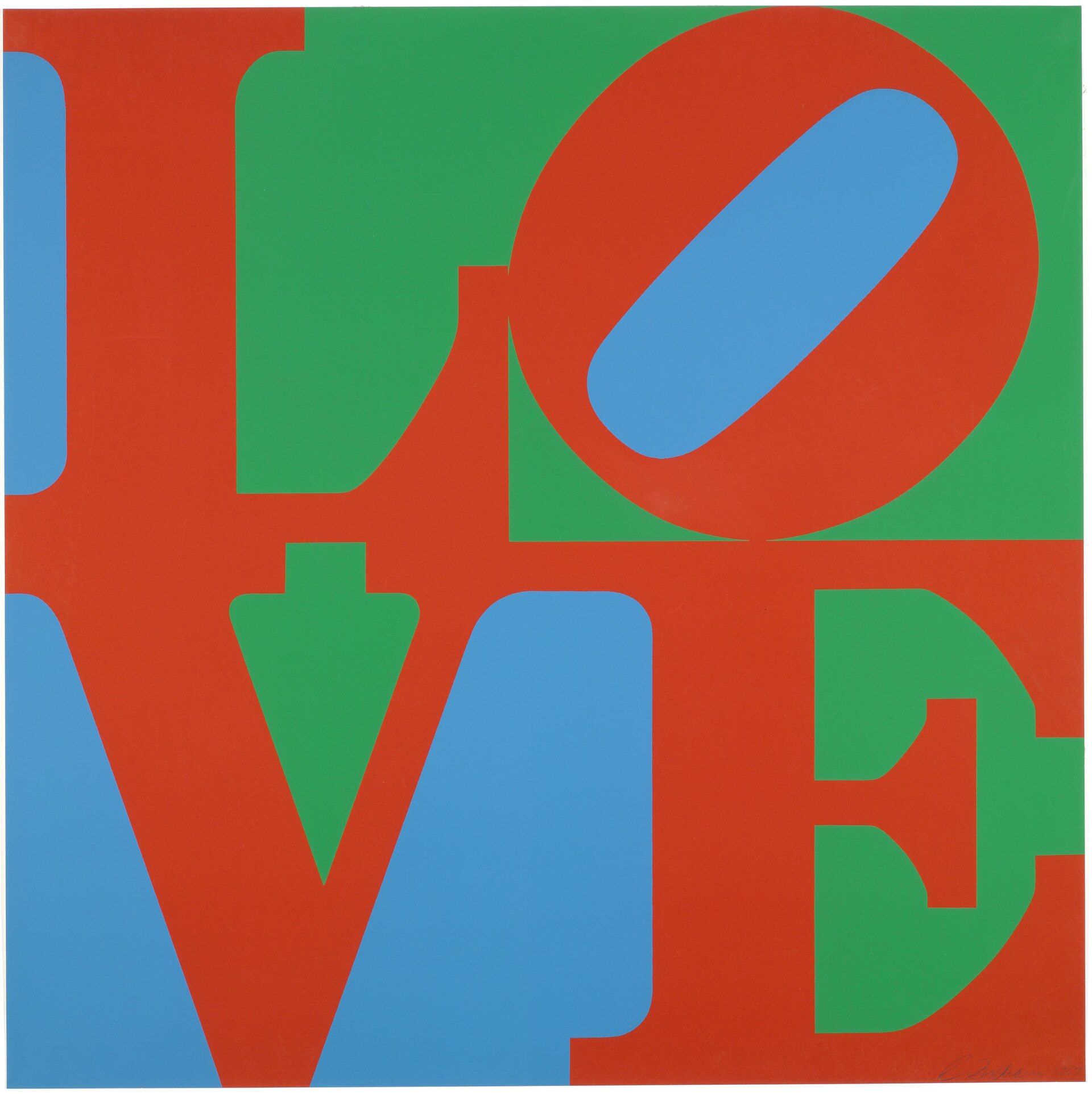 Robert Indiana's LOVE sculpture, as a screenprint