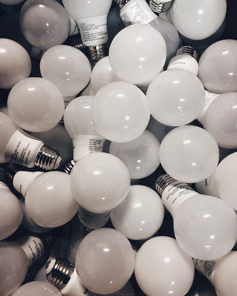 Lots of LED light bulbs used in installation