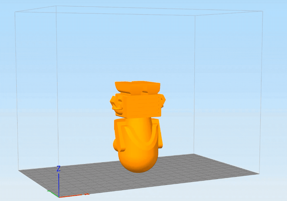 Dudlee our robot showing you the correct way to orient your object on the build plate.