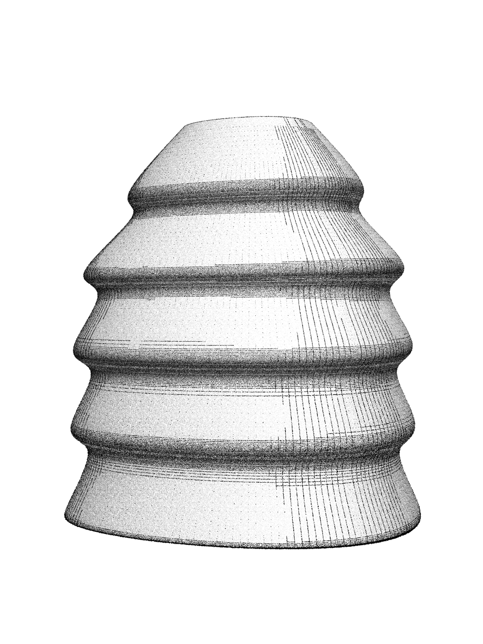 Rendered concept of lamp: five bands stacked on each other